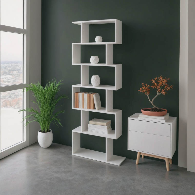 Biblioteca Sezen, Pako World, Alb, 70x24x191 cm - 1 | YEO