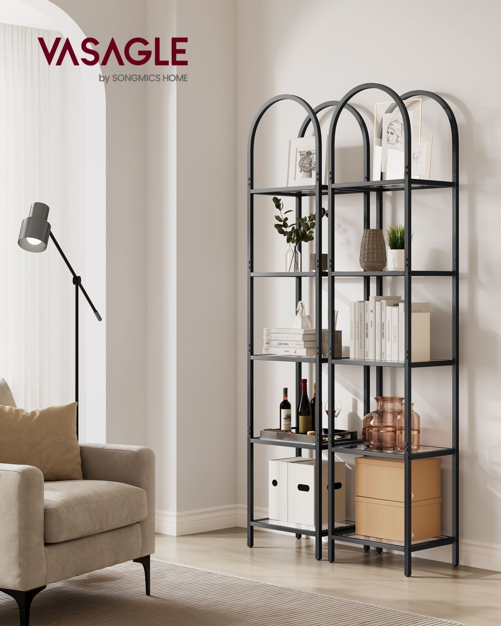 Biblioteca Vasagle Negru 40x30x183 cm - 1 | YEO