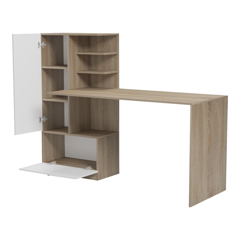 Birou cu biblioteca, Felanbo, Pako, Alb 160x60x125 cm - 3