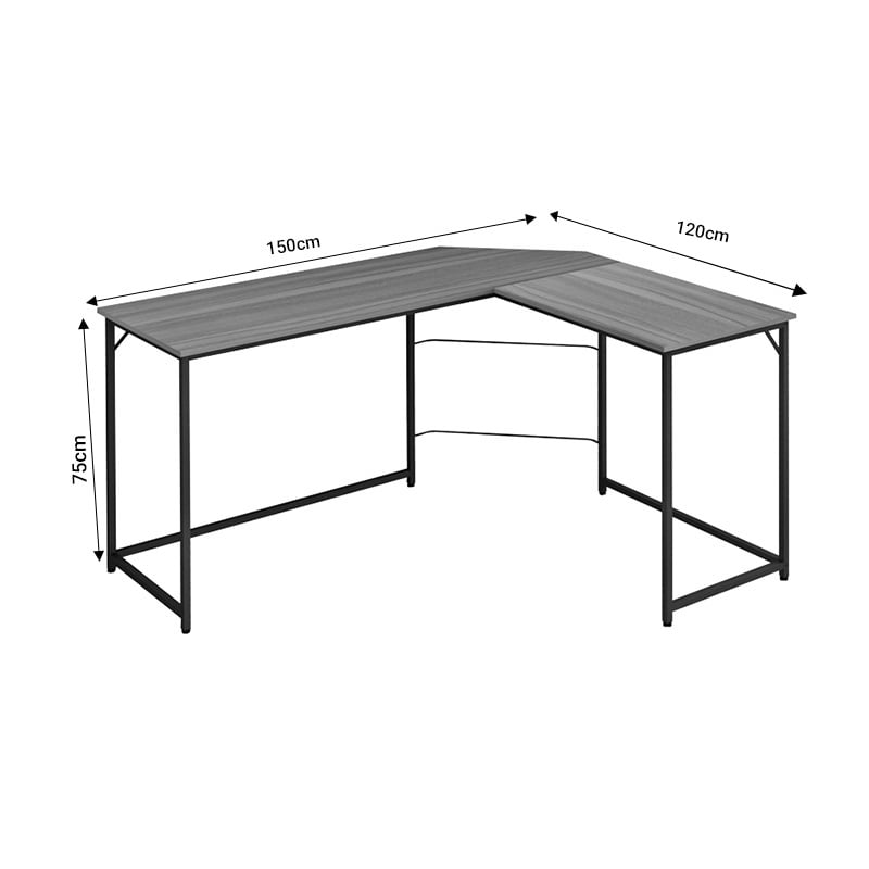 Birou de colt dreapta Impetus melamina nuc-negru 150x120x75 cm