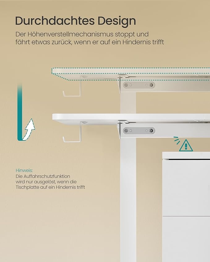 Birou reglabil Vasagle, Alb, LSD134W01V1, 60 x 140 x (72-120) cm - 1 | YEO