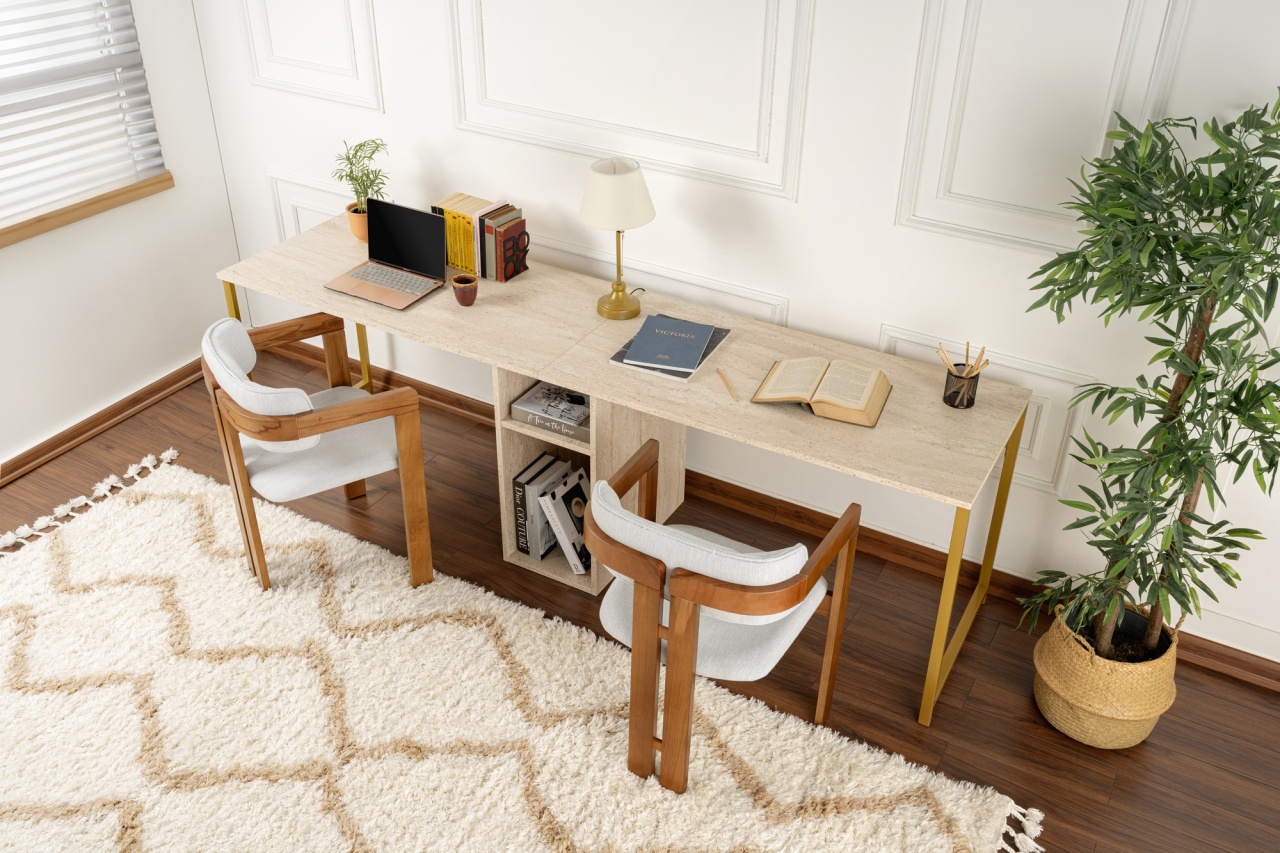 Birou Twin Study Desk Auriu