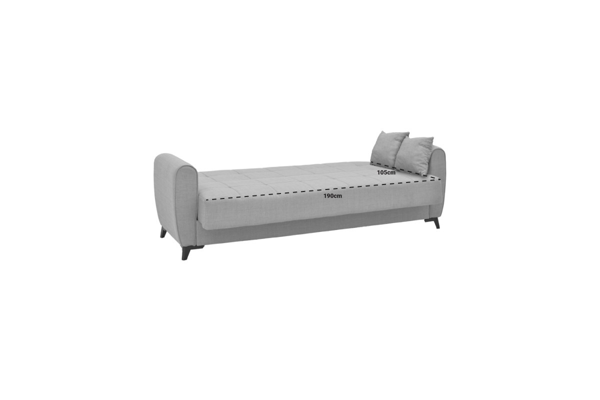 Canapea cu 3 locuri cu spatiu de depozitare Lincoln 3 Pako World Bej 225x85x90 cm