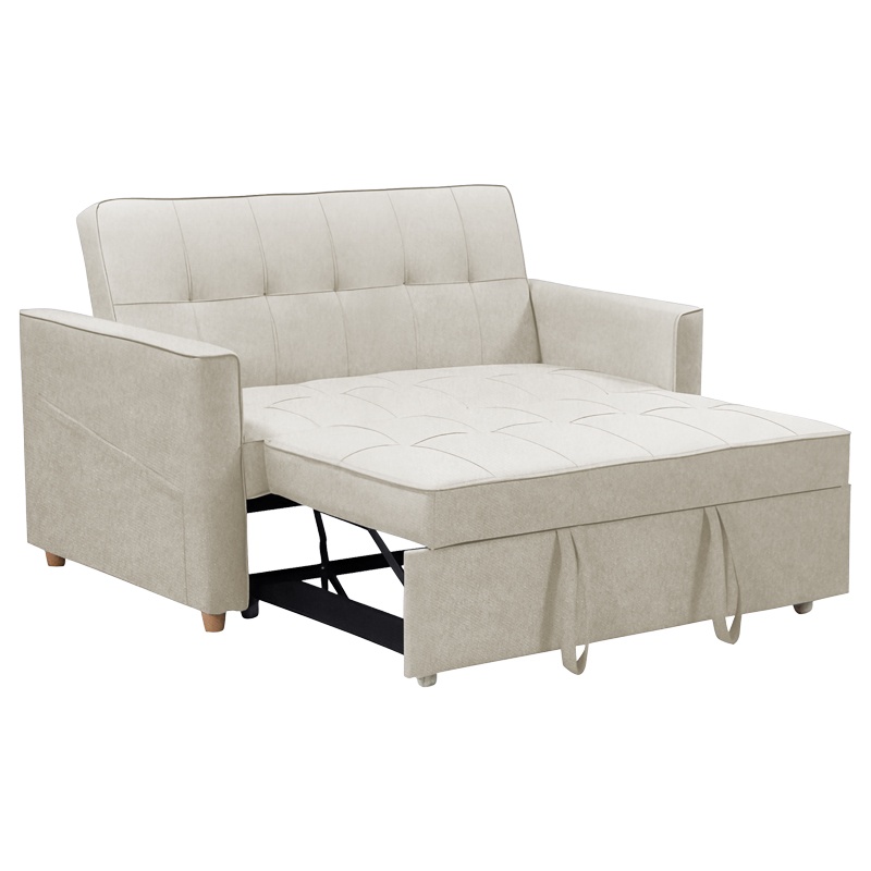 Canapea extensibila 2 locuri Commit din material textil bej-gri 142x93x46+ cm - 1 | YEO