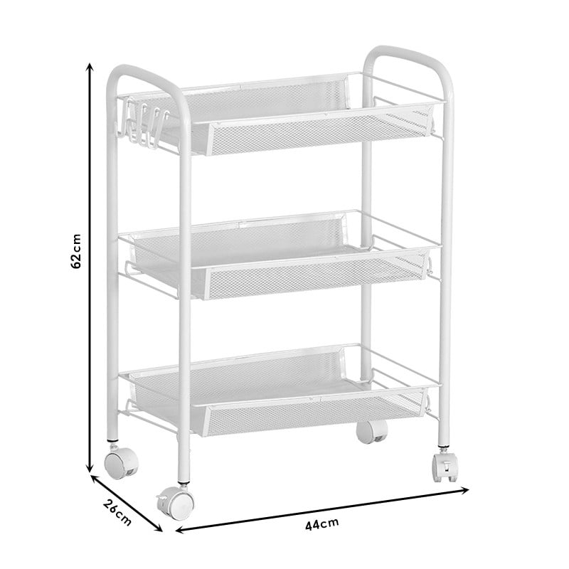 Carucior cu 3 nivele Pali metal alb 44x26x62cm