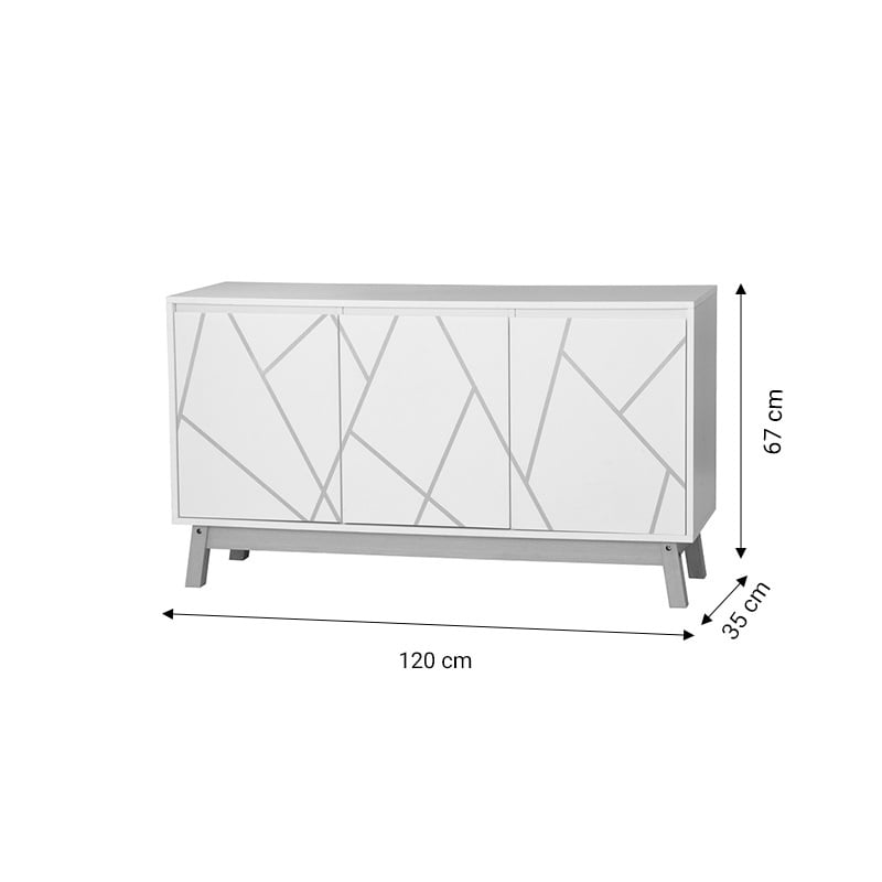 Comoda Aria alb-natural 120x35x67 cm