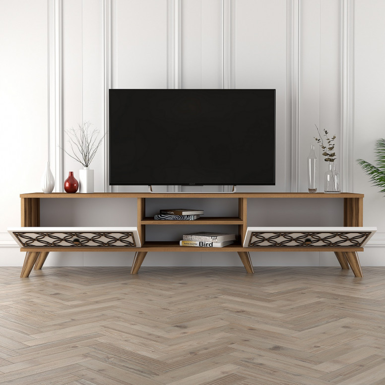 Comoda TV Class - Walnut, Alb - 2 | YEO