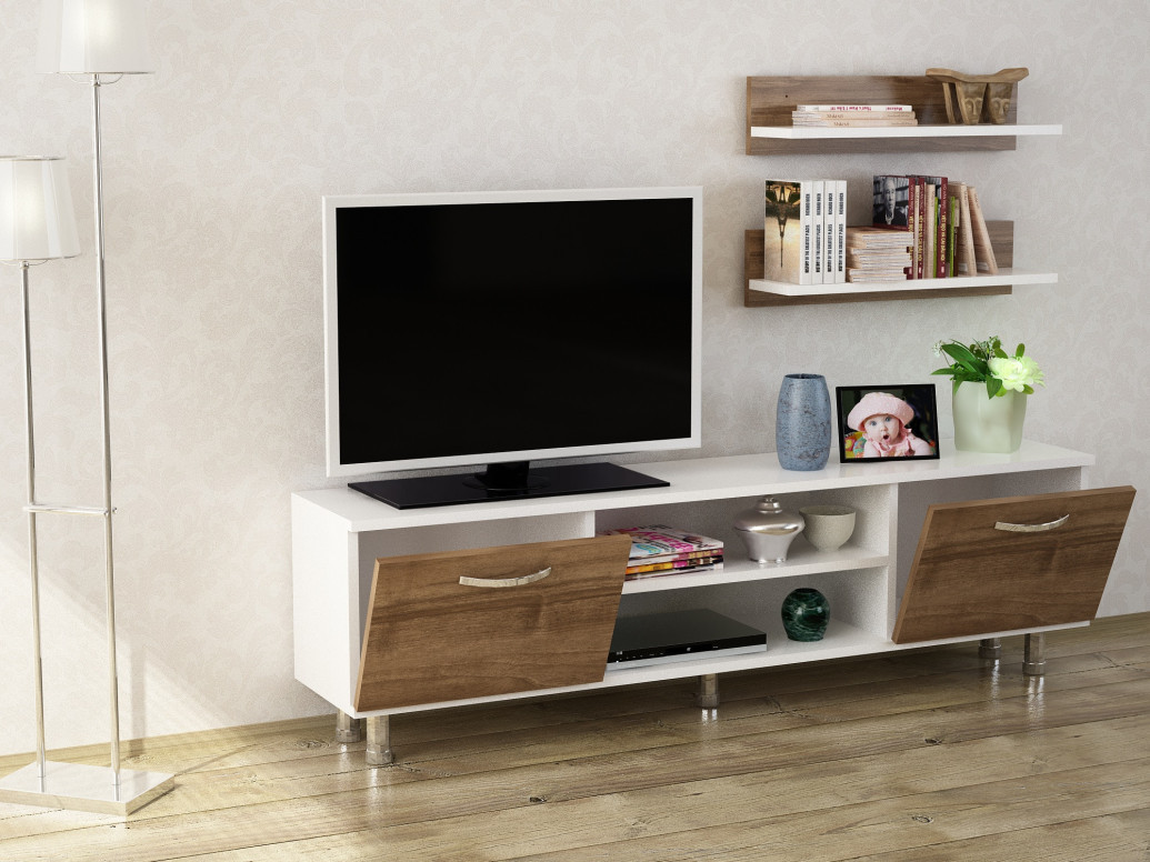 Comoda TV Derma - Alb, Walnut - 2 | YEO