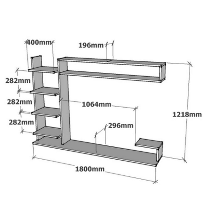 Comoda TV Dilan, Pako World, Alb, 180x29x121 cm