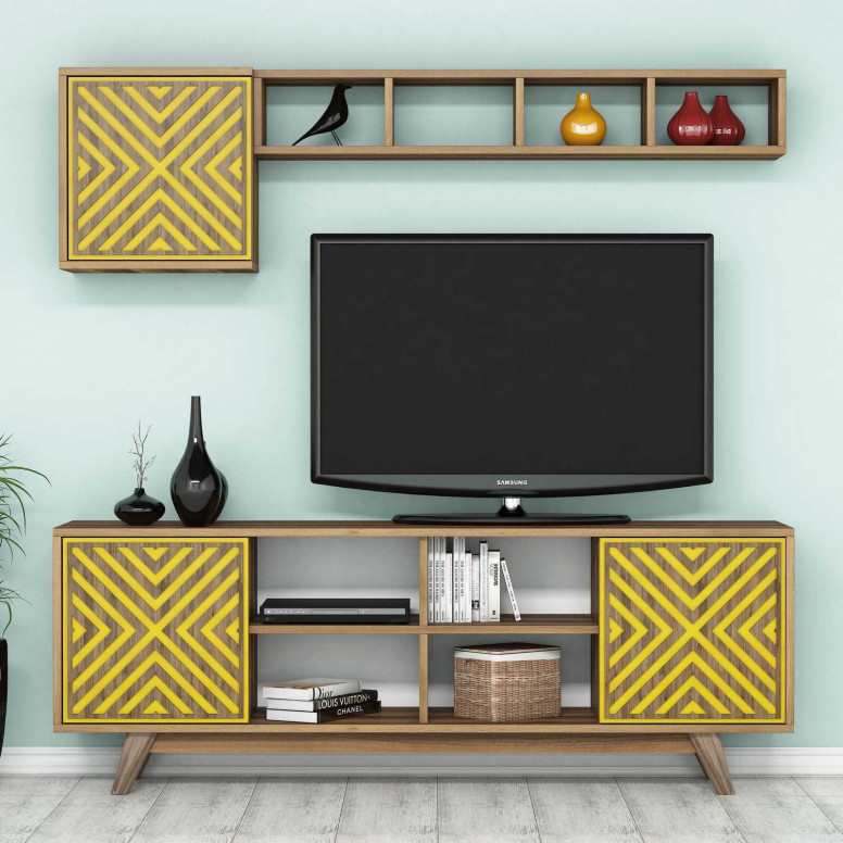 Comoda TV İnci - Walnut, Yellow