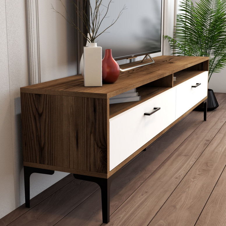 Comoda TV Istanbul - Walnut, Alb - 3 | YEO