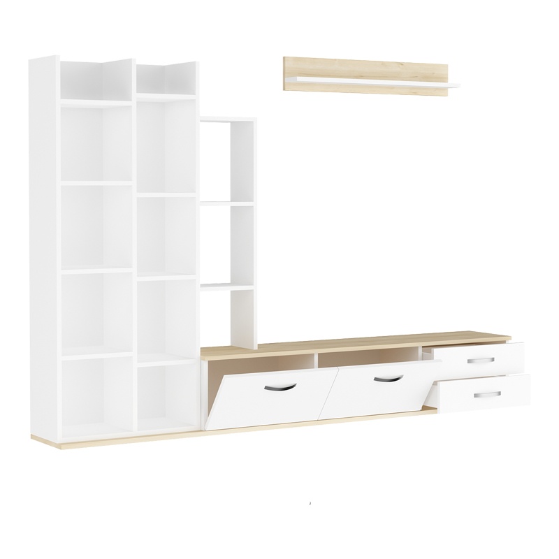 Comoda TV Leman, Pako World, Stejar-Alb, 240x35x154 cm - 3 | YEO