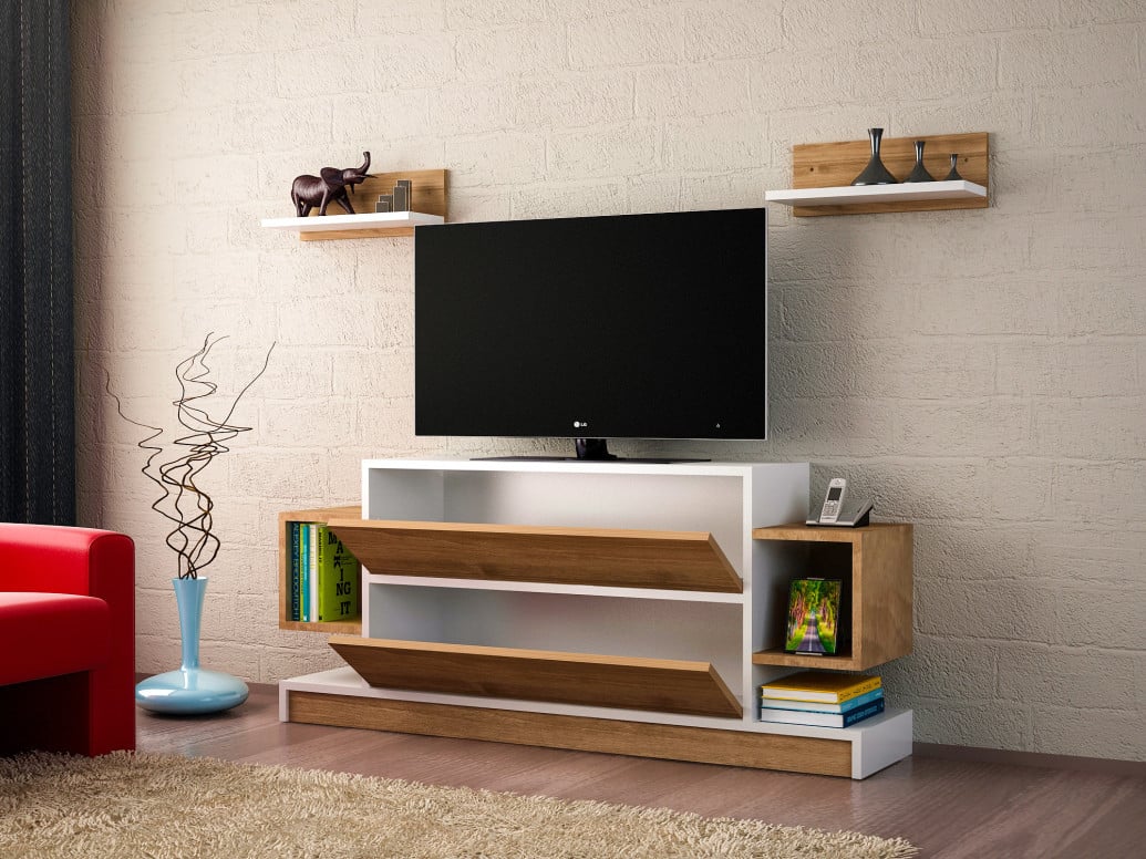 Comoda TV Magic - Alb, Walnut - 1 | YEO