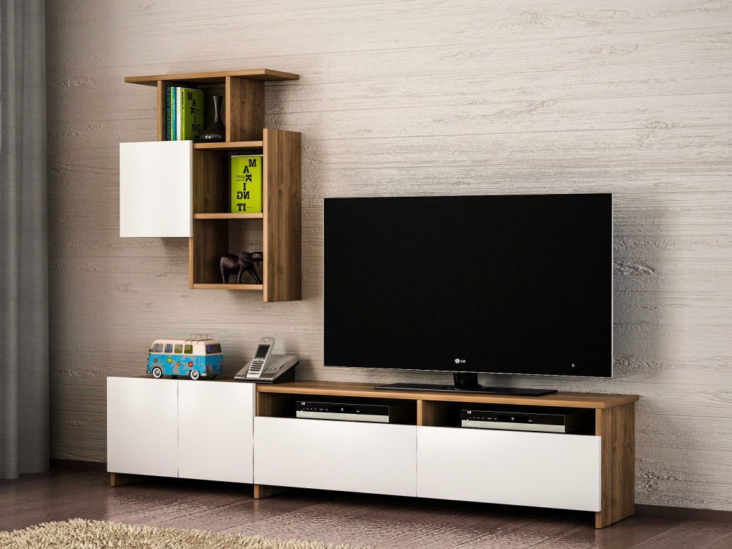 Comoda TV Mariposa - Walnut, Alb