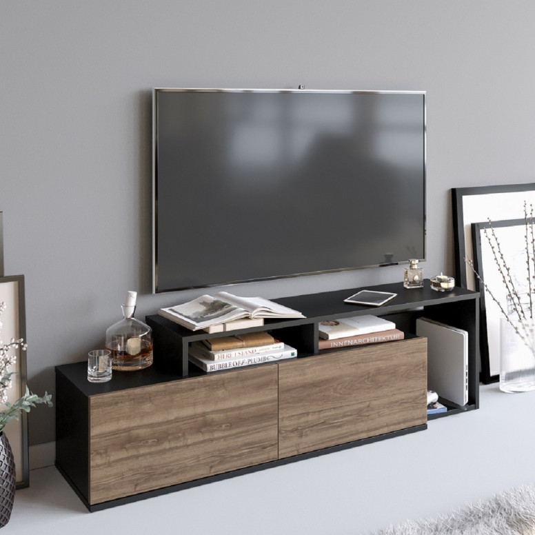 Comoda TV Nexera - Negru, Walnut