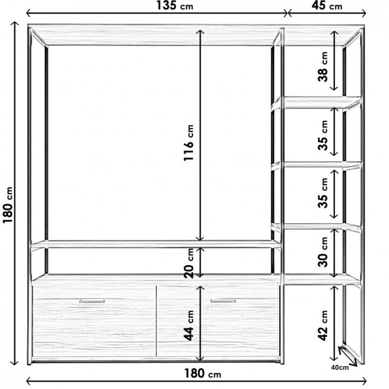 Comoda TV NigaranTvÜnitesiL556 Walnut - 4 | YEO