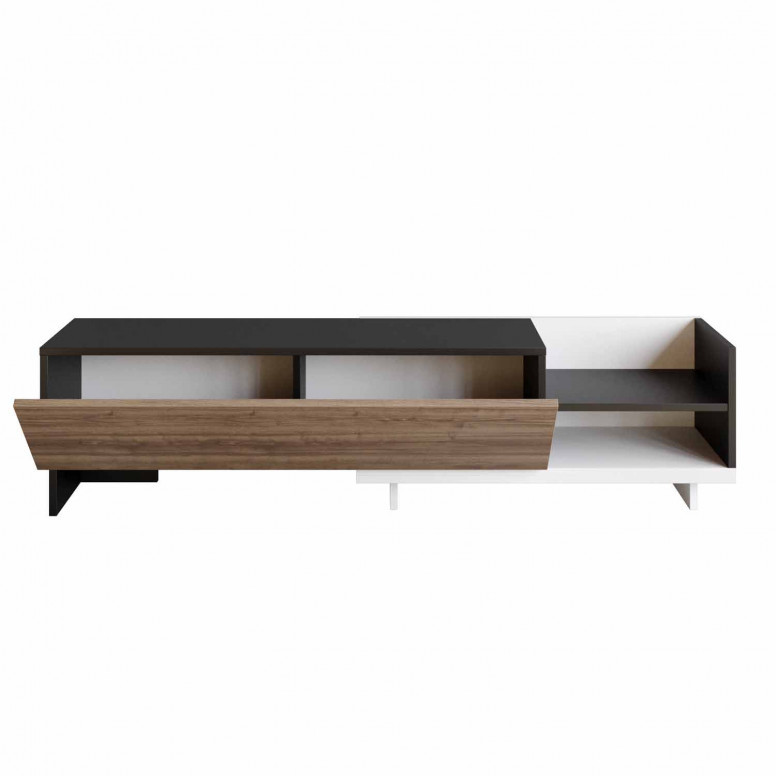 Comoda TV Parion - Alb, Negru, Walnut - 3 | YEO