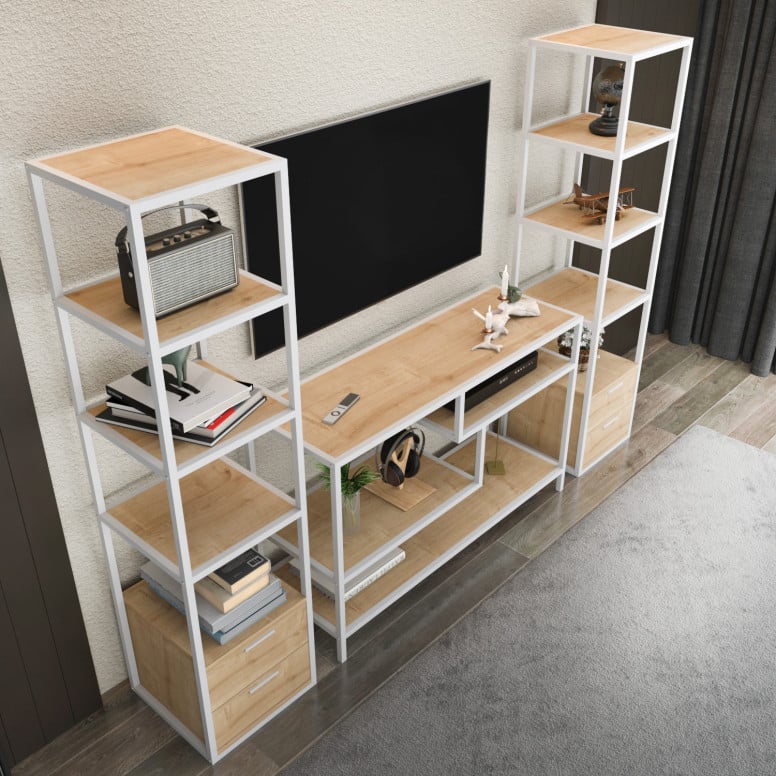 Comoda TV Robbins - Alb, Oak - 2 | YEO