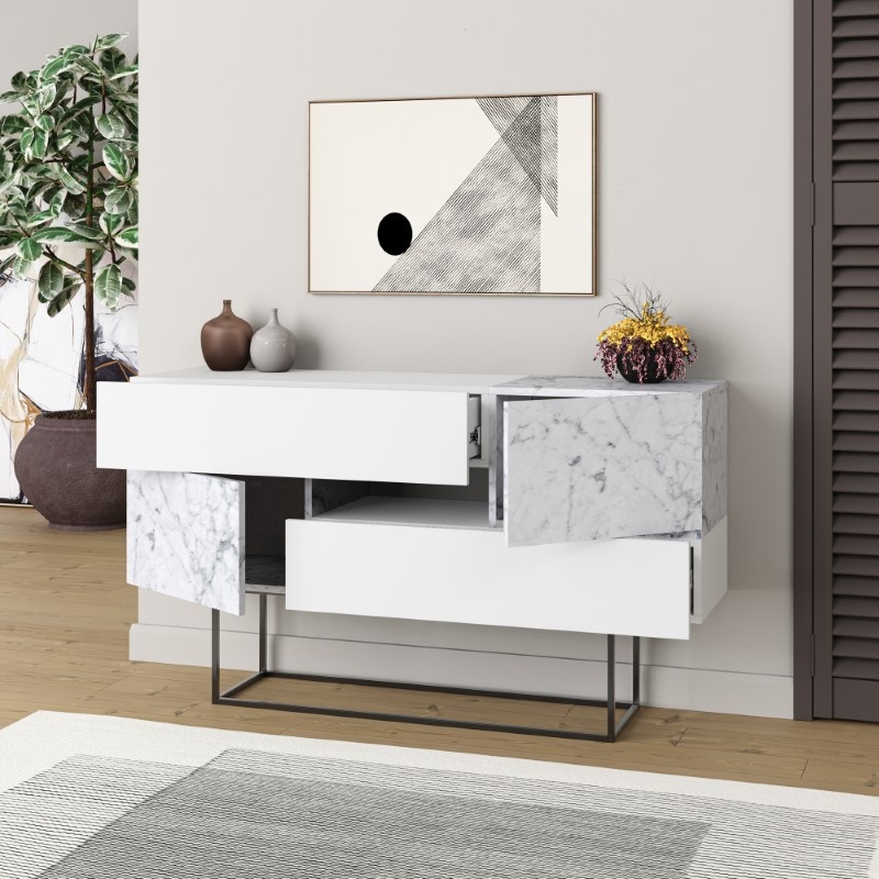 Comoda TV Roberta Pako World Alb 145x40x82 cm - 2 | YEO