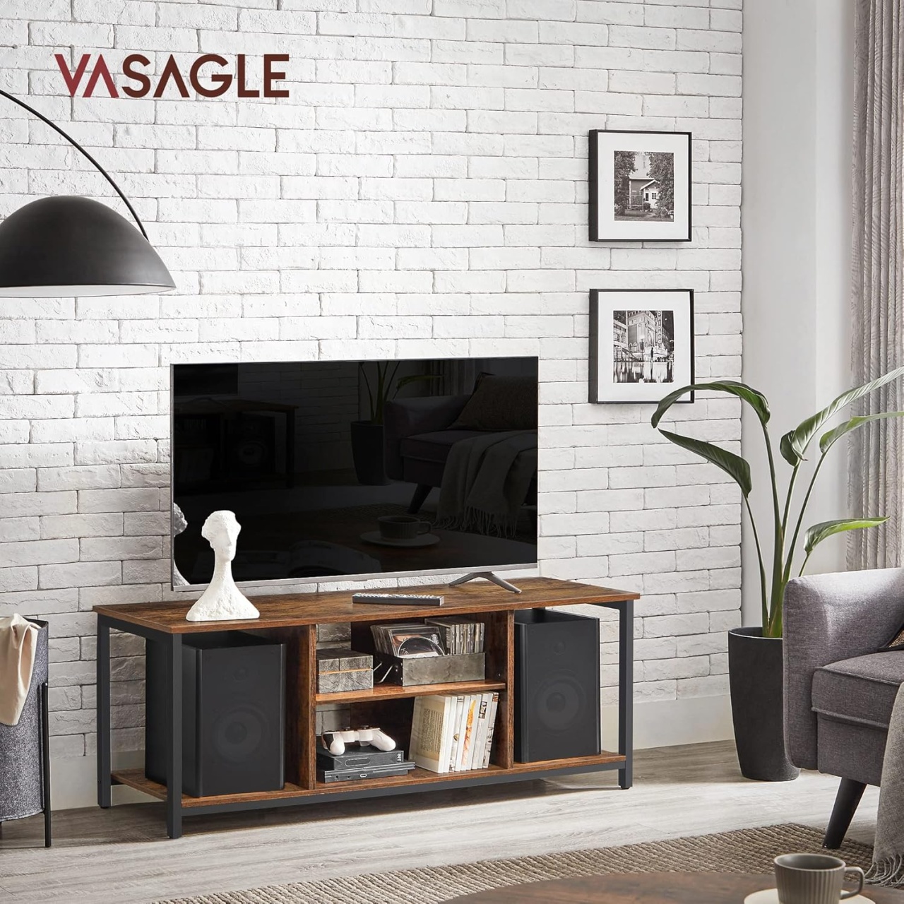 Comoda TV, Vasagle, Maro, 120 x 40 x 50 cm