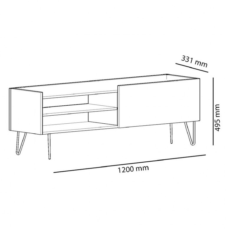 Comoda TV Veronica Alb-Oak 120x33x49.5 cm - 4 | YEO