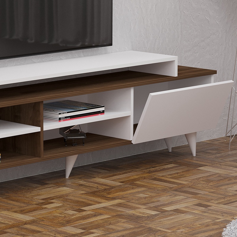 Comoda TV Visao, Pako World, Alb-Nuc, 180x32x55 cm - 3 | YEO