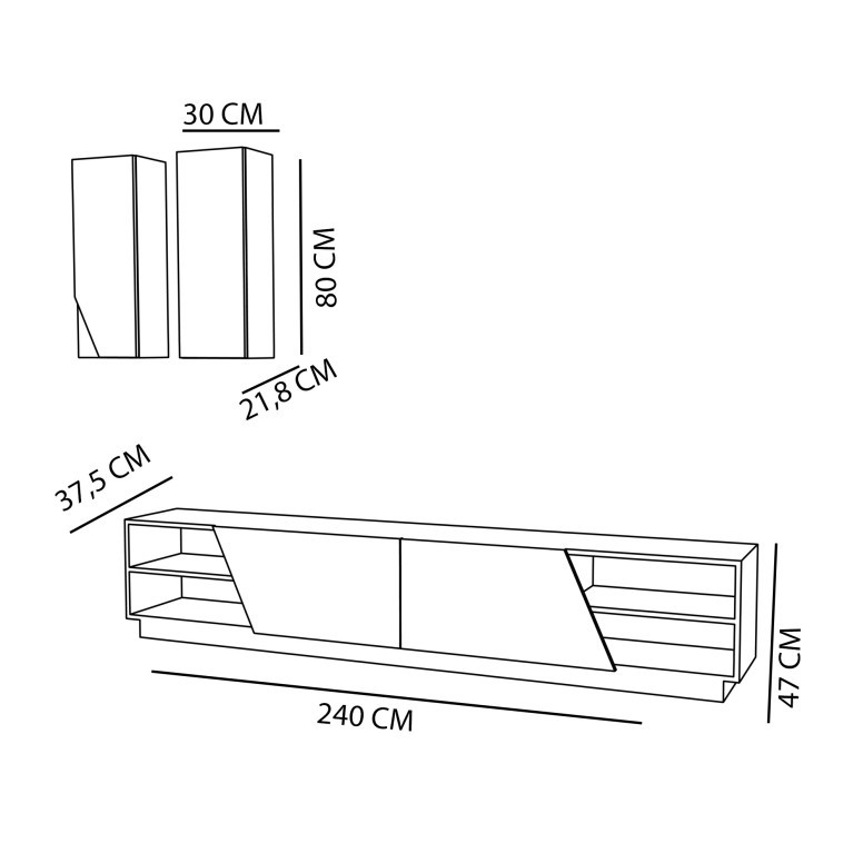 Comodă TV Zebra, Negru- Tec - 3 | YEO