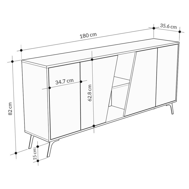 Consola Hana aspect marmura antica gri inchis - alb 180x35.5x82cm