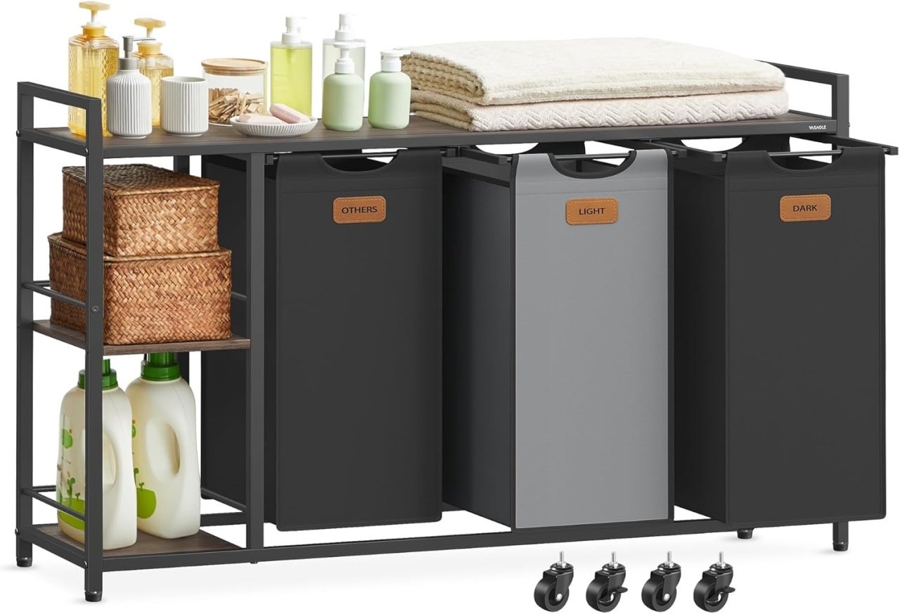 Cos de rufe Vasagle Negru 150 L, 117 x 33 x 80.5 cm