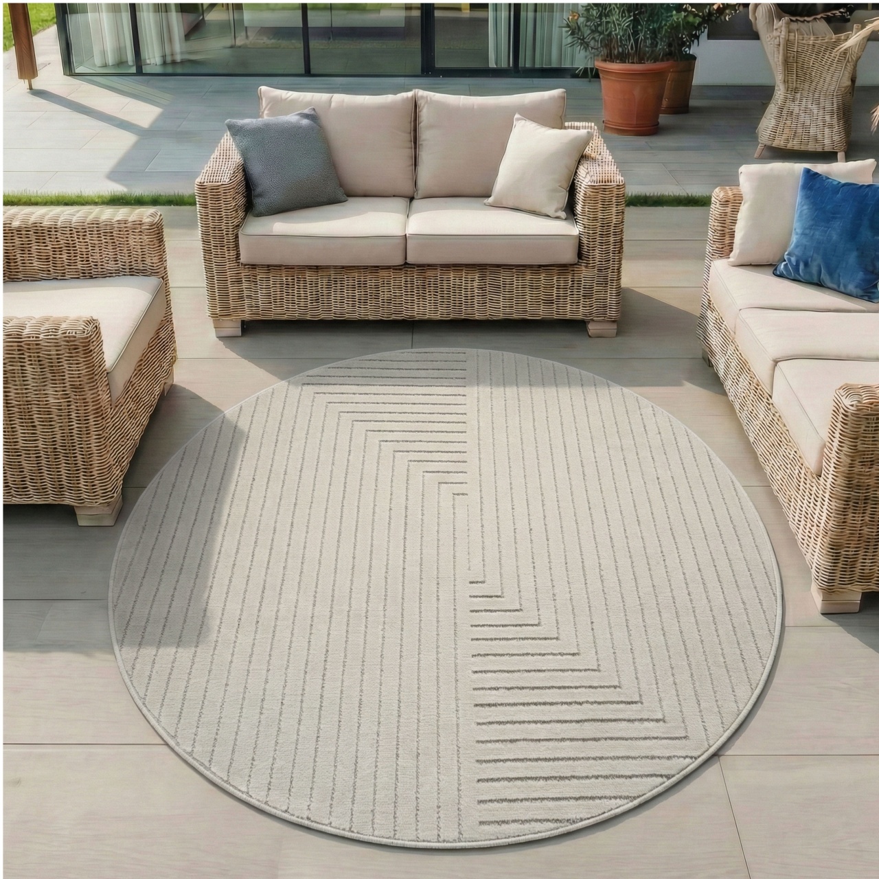 Covor rotund Nova V2 Crem 80x80 cm - Imagine 3