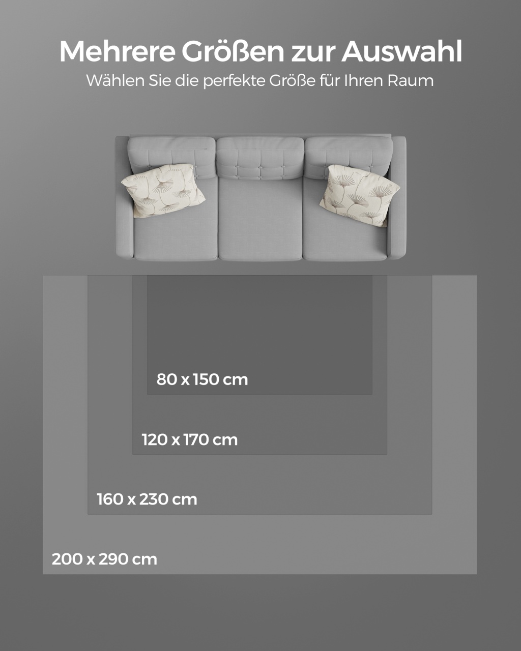 Covor Songmics Gri inchis 170x120x0.1 cm