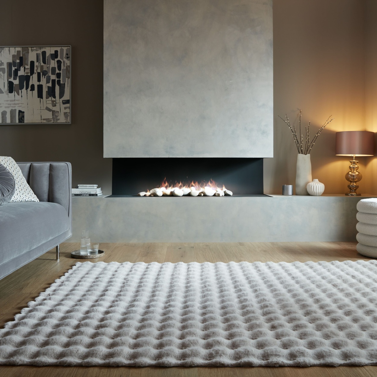 Covor Waffle Faux Fur Gri 80X150 cm, Flair Rugs