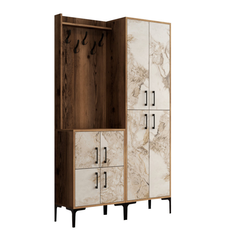 Cuier pentru Hol Berlin BA - Walnut, Alb Marble - 4 | YEO