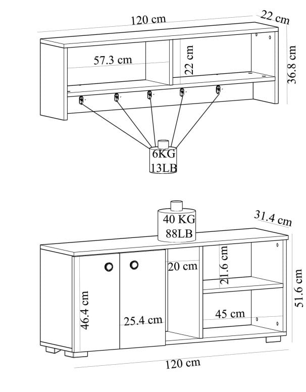 Cuier pentru Hol Sarandon - Antracit, Alb - 4 | YEO