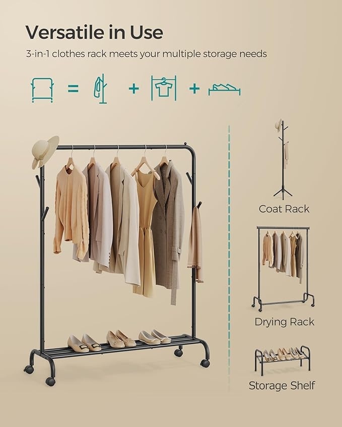 Cuier stander Negru Songmics 103.5x39x155 cm - 3 | YEO