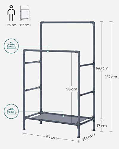 Cuier stender, Songmics, Gri, 88x44x154 cm - 4 | YEO