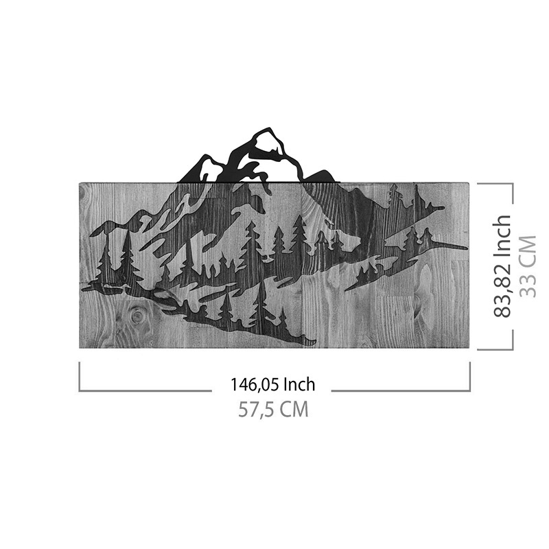 Decoratiune de perete Mounten, Pako World, Lemn de pin, Natural, 57x3x33 cm