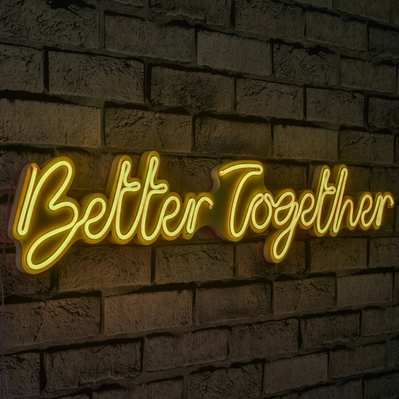 Decoratiune luminoasa LED de perete Better Together Galben 84x16x2 cm