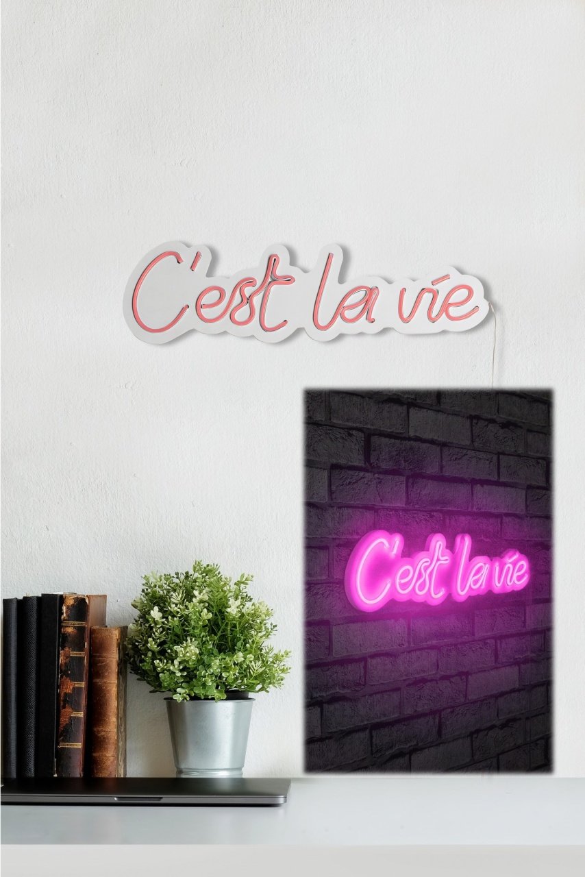 Decoratiune luminoasa LED de perete C\'est La Vie Roz 50x14x2 cm - 3 | YEO