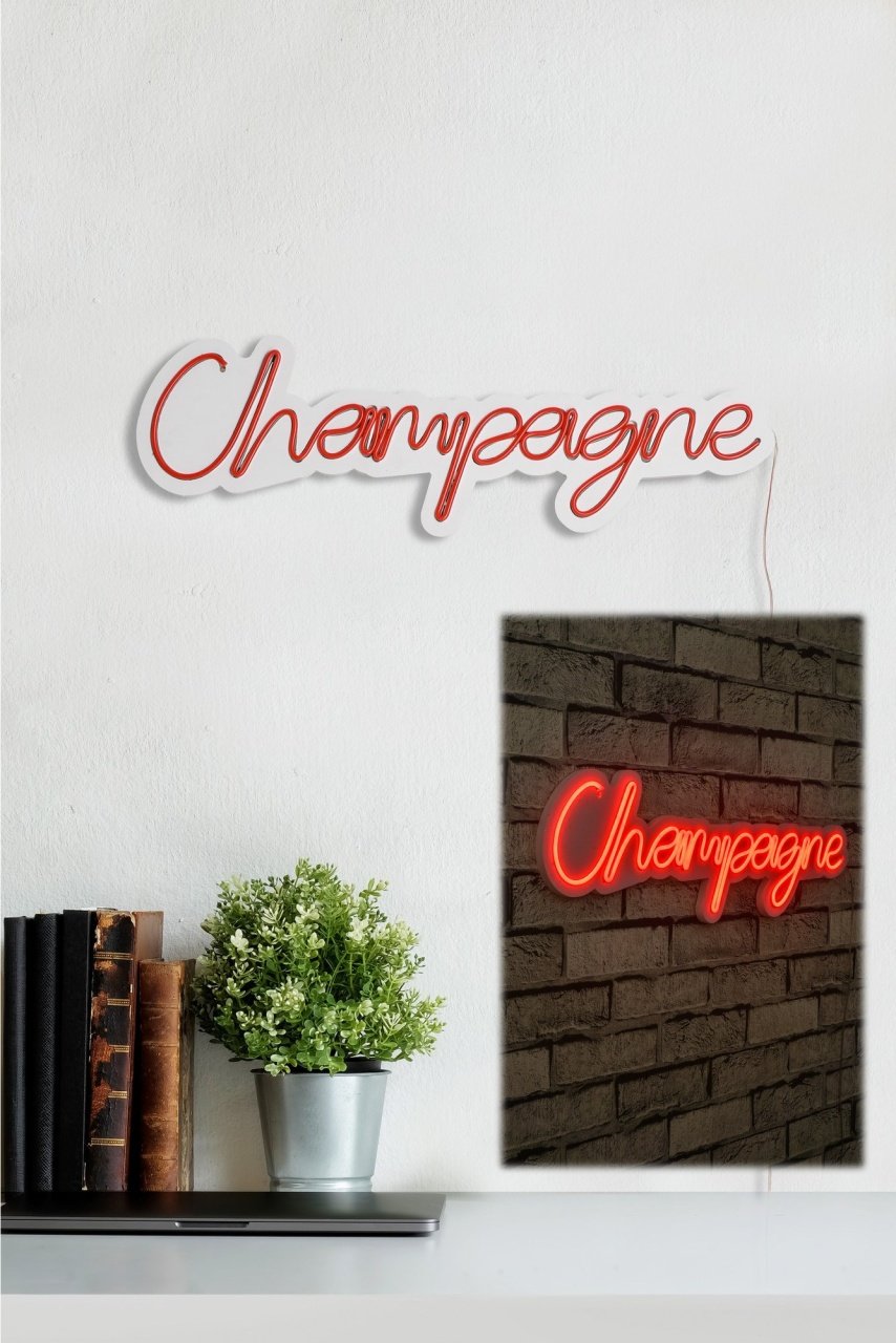 Decoratiune luminoasa LED de perete Champagne Rosu 60x18x2 cm - 2 | YEO