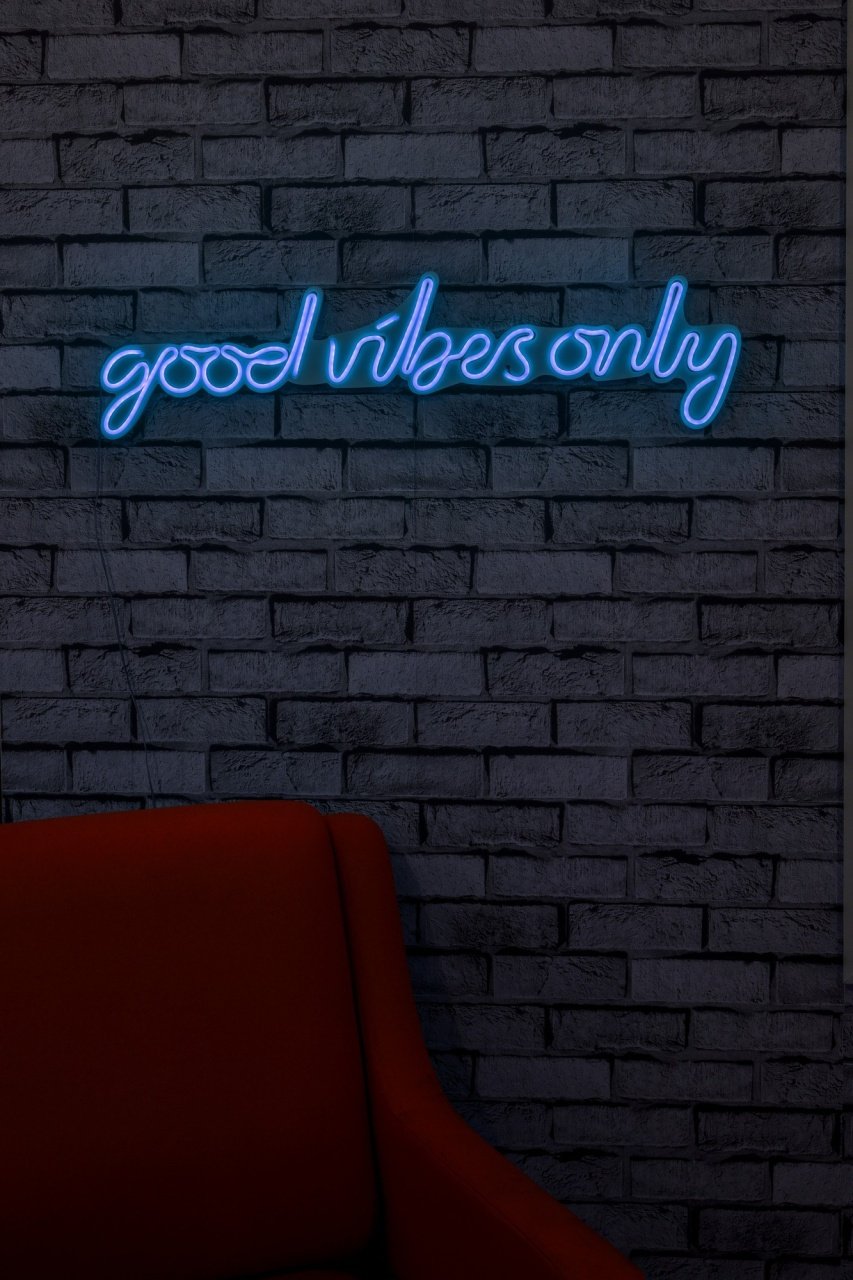 Decoratiune luminoasa LED de perete Good Vibes Only Albastru 76x19x2 cm - 1 | YEO