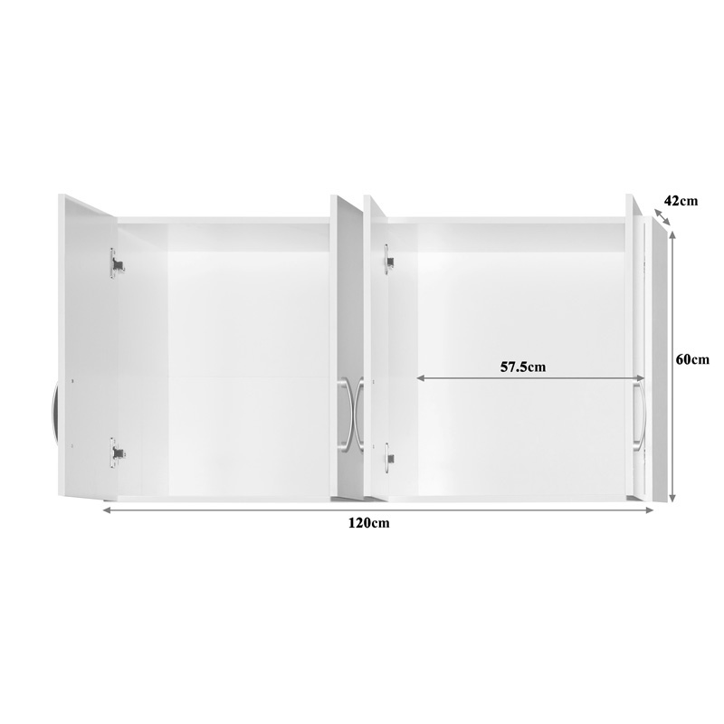 Dulap 4 usi Zelia Alb 120x42x60 cm