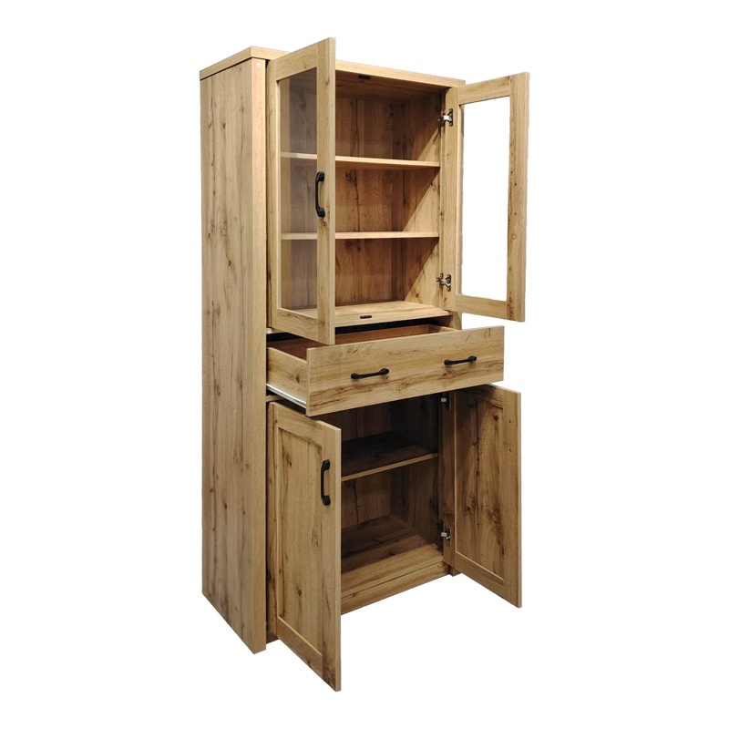 Dulap bucatarie cu vitrina Nisso Natural 80x40x183.5 cm - 1 | YEO