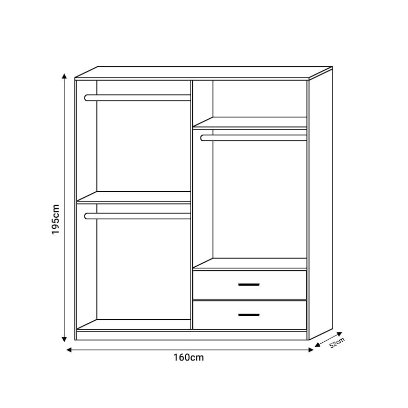 Dulap cu 4 usi Edritte Pako World Nuc deschis 160x52x195 cm