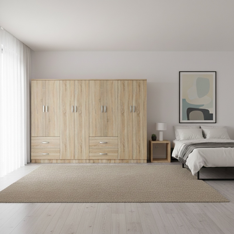 Dulap cu 8 usi, Athos, V12, Stejar, 241x42x180 cm
