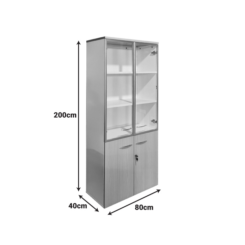 Dulap cu vitrina, Armadi, Pako, Alb 80x40x200 cm - 3