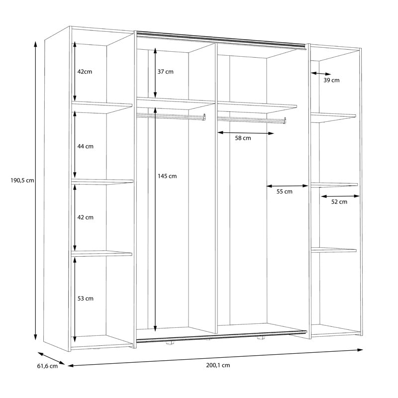 Dulap dormitor Bekerk Pako World Maro inchis 200x61.5x190.5 cm