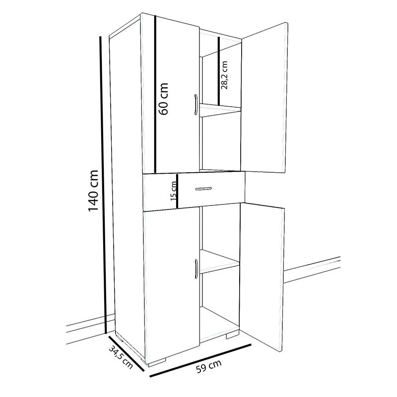 Dulap Milou alb 59x34.5x140cm - 3 | YEO