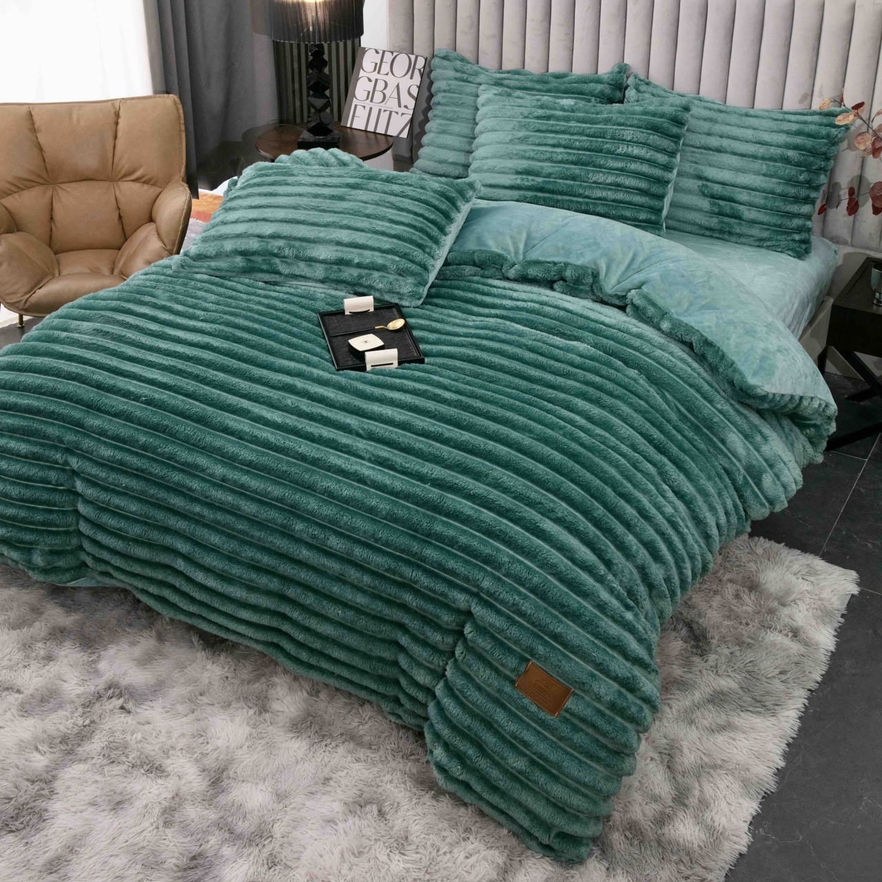 Lenjerie cocolino cu elastic 180x200 Liny V2 Verde deschis (Cocolino)