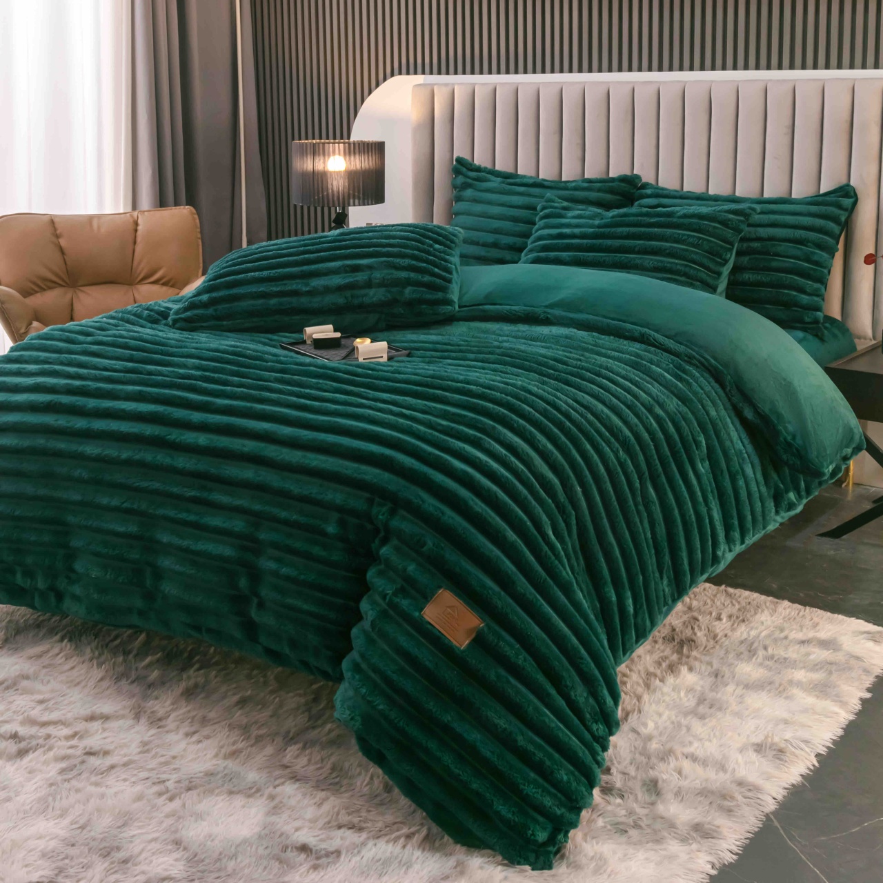 Lenjerie cocolino cu elastic 180x200 Liny V3 Verde inchis (Cocolino)